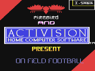 On-Field Football title screen for Commodore 64